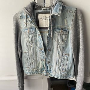 Abercrombie & Fitch distressed denim jacket hoodie